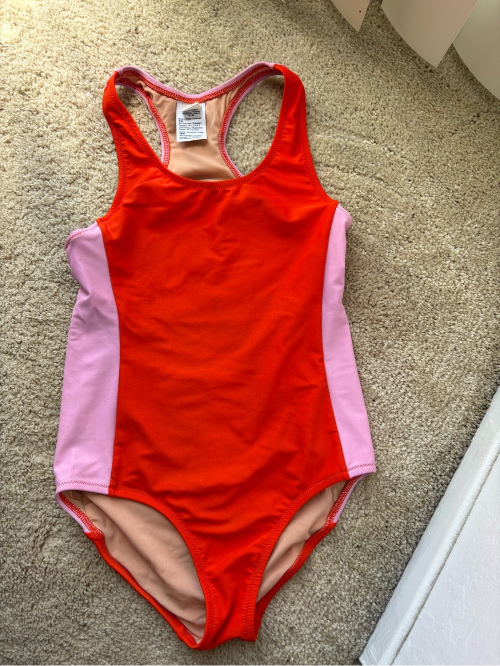 Crewcuts Orange and Pink Colorblock One-Piece Swimsuit